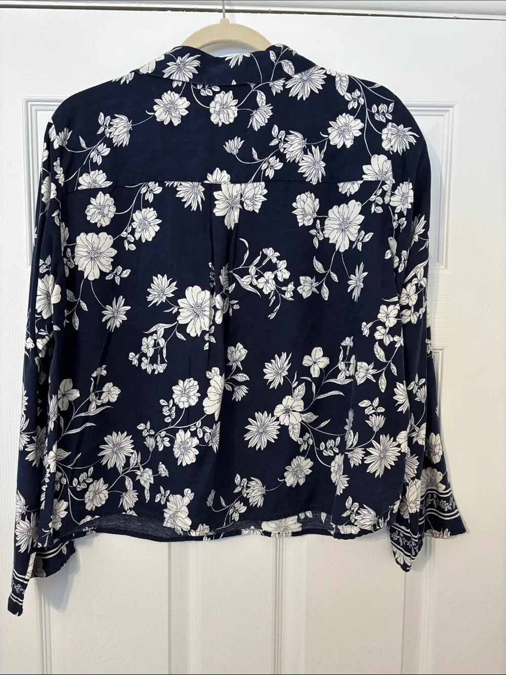 LOFT Navy Floral Split V Popover Tunic